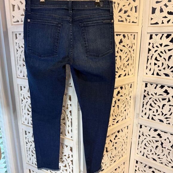 NWOT 7 For All Mankind Dark Indigo Ankle Jeans Sz 30x27 - Picture 2 of 6
